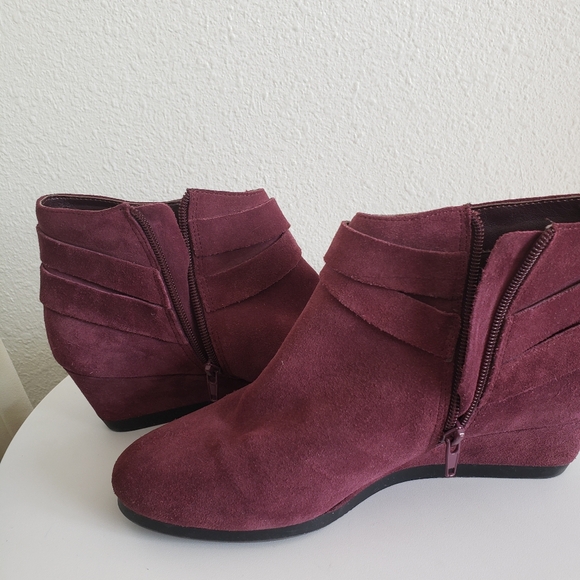 #Nine West Lina Women Burgundy Suede Wedges Booties - Picture 10 of 16